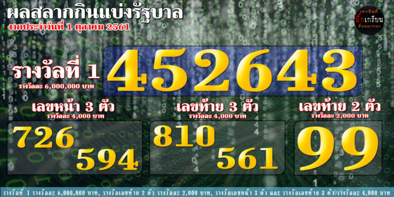 งวดประจำวันที่ 1 ตุลาคม 2561